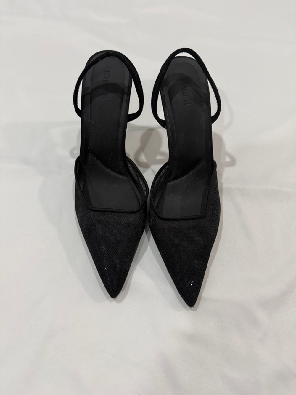 Forever 21 Black Pointed Slingback Heels